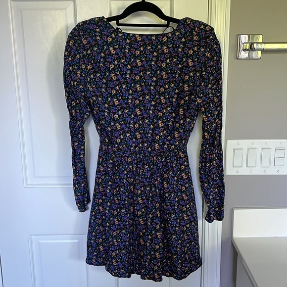Zara Shoulder Pad Long Sleeve Ditsy Floral Print Mini Dress - Picture 4 of 4